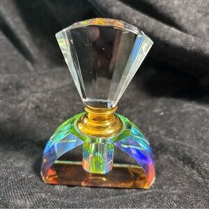 Elegant Crystal Glass Art Bottle with Gold Detail